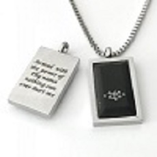 Kette mit Ringstone Symbol und Zitat, silberfarben/schwarz