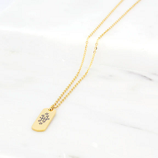 Kette mit Ringsymbol, Rechteck Edelstahl (Gold)