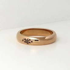 Bandring, schmal, mit Ringsymbol, Edelstahl/Rosé