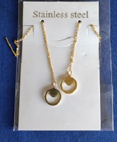 Ohrringe mit zarte Kette Edelstahl (gold)