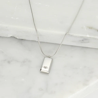 Kette - rechteckig mit Ringsymbol - Edelstahl/silber